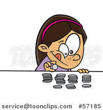 Cartoon Brunette White Girl Counting Her Money by Toonaday