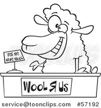 Cartoon Outline Sheeppreneur Selling Wool by Toonaday