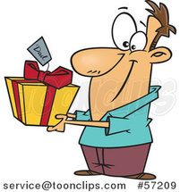 Cartoon White Guy Holding out a Gift for His Dad by Toonaday