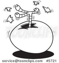 Cartoon Black and White Line Drawing of a Chick Kicking a Foot out of an Egg by Toonaday