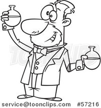 Cartoon Outline Guy, Louis Pasteur, Conducting a Chemistry Experiment by Toonaday