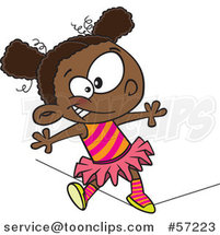 Cartoon African Girl Walking a Circus Tight Rope by Toonaday