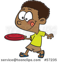 Cartoon African Boy Throwing a Frisbee by Toonaday