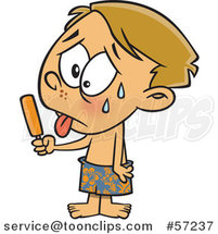 Cartoon Hot Sweaty Boy Eating a Popsicle by Toonaday