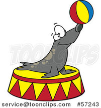 Cartoon Circus Seal Balancing a Ball on His Nose by Toonaday