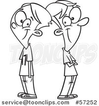 Cartoon Outline Best Friend Boys Standing Back to Back by Toonaday