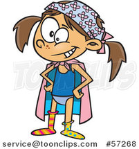Cartoon Silly Brunette White Girl Dressed up As an Underwear Super Hero by Toonaday