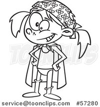 Cartoon Outline Silly Girl Dressed up As an Underwear Super Hero by Toonaday