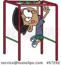 Cartoon Indian Boy Playing on Playground Monkey Bars by Toonaday