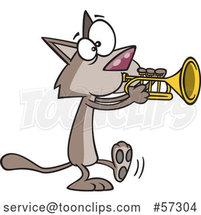 Cartoon Cat Playing a Trumpet by Toonaday
