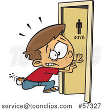 Cartoon White School Boy Running to the Bathroom by Toonaday