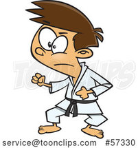Cartoon White Karate Boy in a Fighting Stance by Toonaday