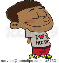 Cartoon Black School Boy Wearing an I Love Math Shirt by Toonaday