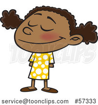 Cartoon Happy Black School Girl Smiling by Toonaday