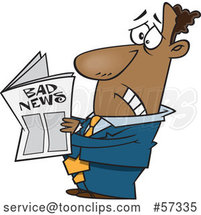 Cartoon Black Business Man Reading Bad News by Toonaday