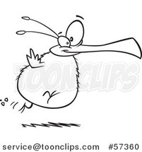 Cartoon Outline of Chubby Flightless Bird Running by Toonaday