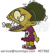 Cartoon Zombie Girl Eating a Bone by Toonaday