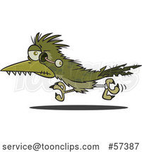 Cartoon Zombie Roadrunner Bird with an Eyeball Hanging out by Toonaday