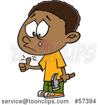 Cartoon Black Boy Crying After Banging His Thumb with a Hammer by Toonaday