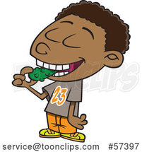 Cartoon Black Boy Eating a Pickle by Toonaday
