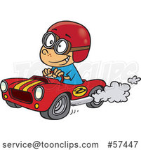 Cartoon White Boy Driving a Race Car by Toonaday