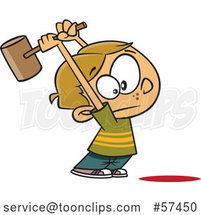 Cartoon White Boy Swinging a Hammer up by Toonaday
