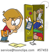 Cartoon White School Boy at a Messy Locker by Toonaday