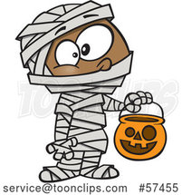 Cartoon Black Boy in a Mummy Halloween Costume by Toonaday