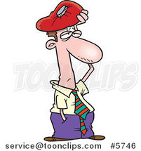 Cartoon Migraine Ridden Business Man Holding an Ice Pack to His Head by Toonaday