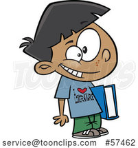 Cartoon School Boy Wearing an I Love Literature Shirt by Toonaday