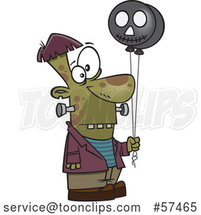 Cartoon Frankenstein Holding Black Balloons by Toonaday