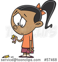 Cartoon Sad Girl Holding a Broken Pencil by Toonaday