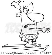 Cartoon Outline of Scared Guy on a Diving Board by Toonaday