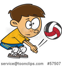 Cartoon White Boy Playing Volleyball by Toonaday