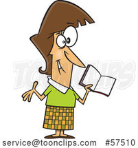 Cartoon Happy White Female Teacher Holding a Book by Toonaday