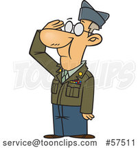 Cartoon White Senior Veteran Saluting by Toonaday