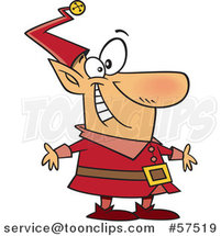 Cartoon of Happy Christmas Elf in a Red Suit by Toonaday