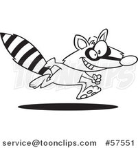 Cartoon Outline of Happy Raccoon Running by Toonaday