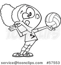 Cartoon Lineart Athletic Black Girl Serving a Volleyball by Toonaday