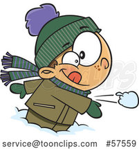 Cartoon White Boy Throwing a Snowball by Toonaday
