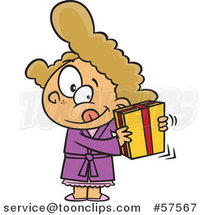 Cartoon of Girl Shaking a Gift by Toonaday