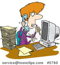 Cartoon Stressed Assistant Multi Tasking by Toonaday