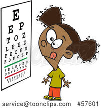 Cartoon Black Girl Looking at an Eye Chart by Toonaday