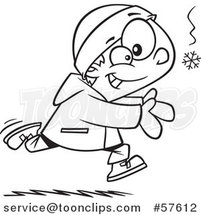 Cartoon Outline of Boy Catching a Snowflake by Toonaday