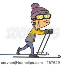 Cartoon White Boy Cross Country Skiing by Toonaday