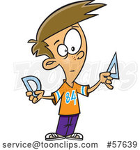 Cartoon White Boy Holding Geometry Rulers by Toonaday