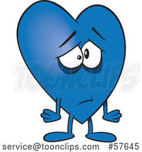 Cartoon Sad Blue Love Heart Character by Toonaday