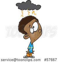 Cartoon Black Boy with a Brainstorm Cloud by Toonaday