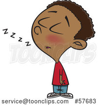 Cartoon Black Boy Dozing While Standing up by Toonaday