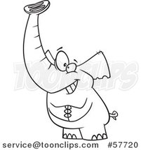 Cartoon Outline of Grinning Lucky Elephant by Toonaday